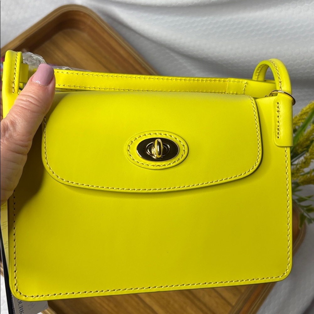Dooney & Bourke Yellow Crossbody Bag with Crystal Swan Charm - Picture 8 of 14